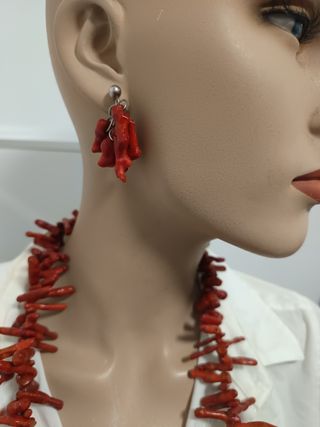 Conjunto coral rojo y plata 