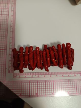 Conjunto coral rojo y plata 