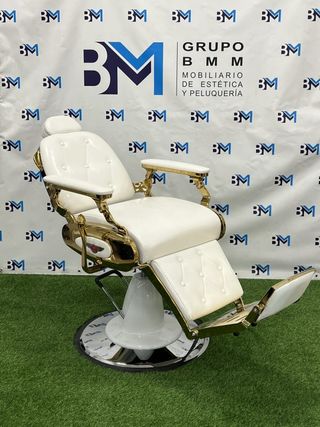 Sillón de barbería clásico negro y blanco