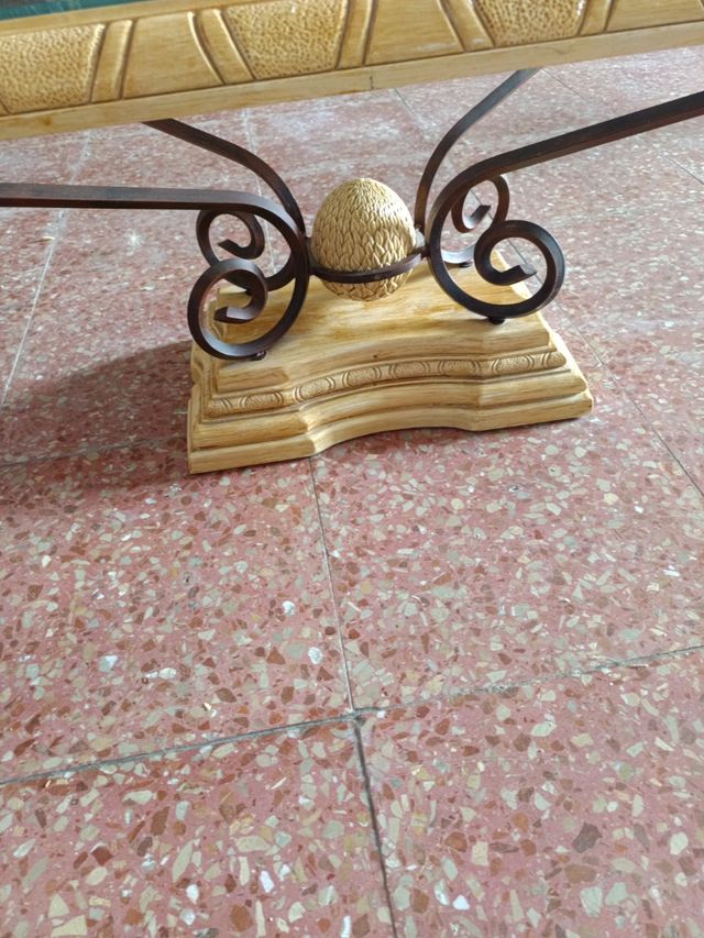 Mesa centro cristal - piedra beige