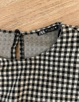 Vestido Zara cuadros vichy blanco y negro