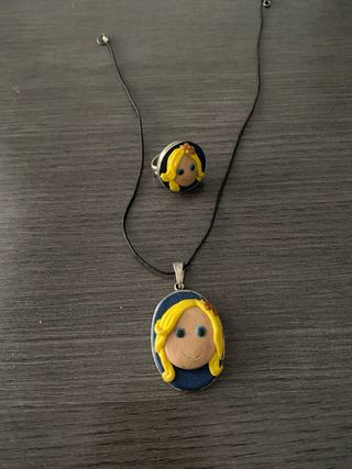 Collar de pasta con anillo a juego