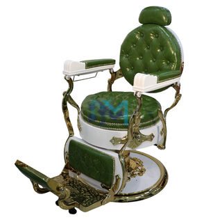 Sillón de barbería vintage verde y blanco