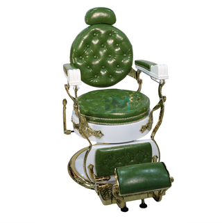 Sillón de barbería vintage verde y blanco