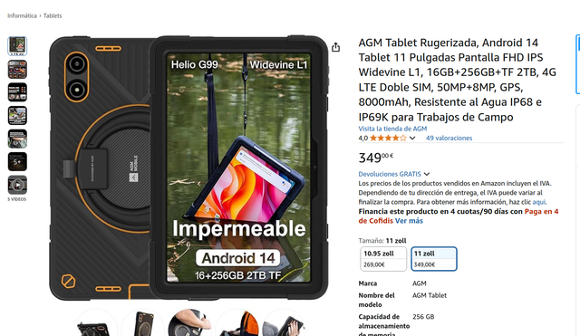 Tablet com carcaça de 11 polegadas AGM PAD P2 Active