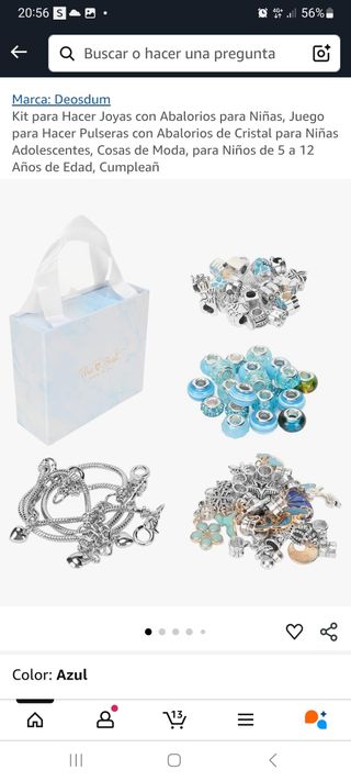 Caja regalo niña - Abalorios dorados