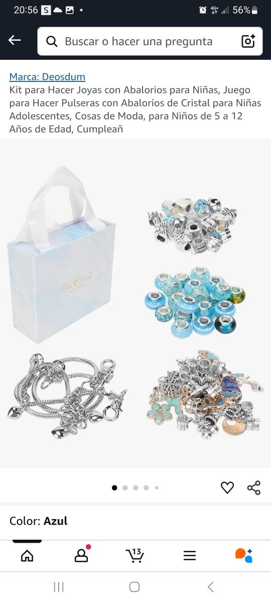 Caja regalo niña - Abalorios dorados