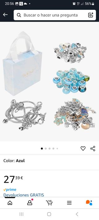 Caja regalo niña - Abalorios dorados