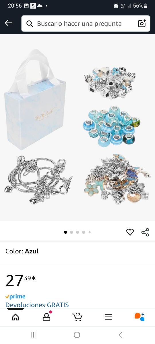 Caja regalo niña - Abalorios dorados