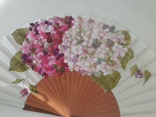 Abanico pintado a mano - Flores