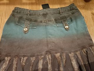 Falda vaquera degradada nueva+regalo falda blanca 