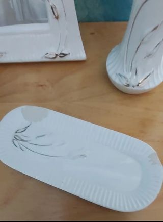 Juego tocador porcelana antiguo dorado