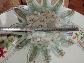 Adorno cristal centro mesa - dorado y blanco