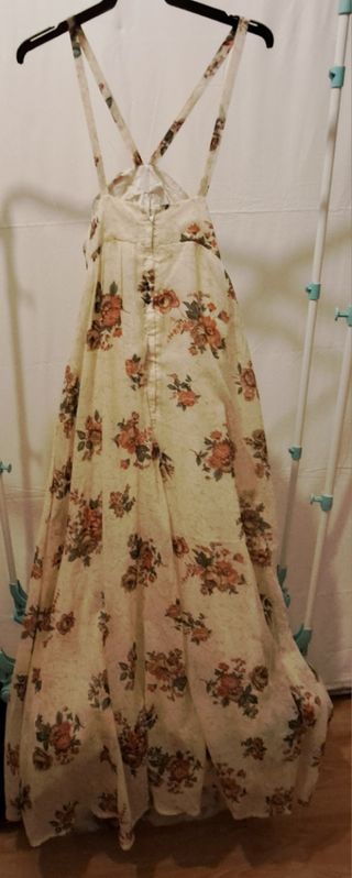 Vestido largo floral beige