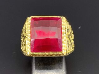 sello oro 18k con piedra con circonita