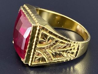 sello oro 18k con piedra con circonita