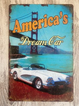 Cartel metálico vintage coche USA
