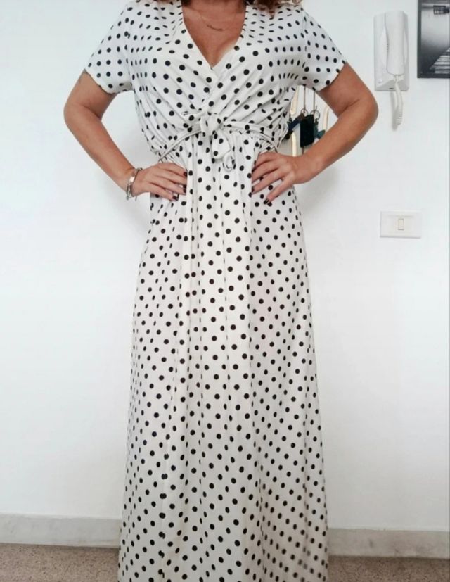 Vestito lungo pois bianco e nero