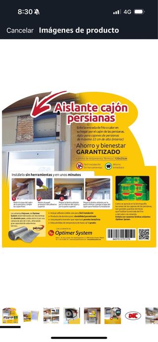 Aislante térmico persianas
