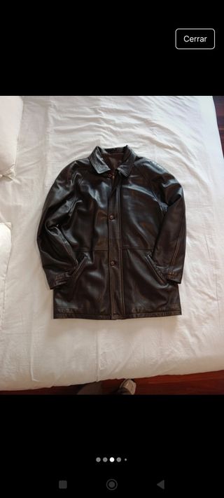 Cazadora piel marrón vintage hombre