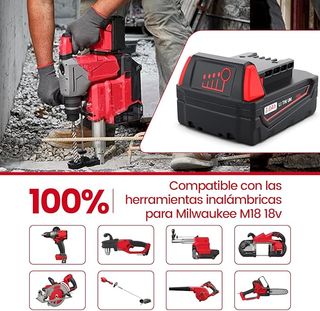 HTongD Batería Milwaukee 18V 3Ah Li-Ion M18B XC