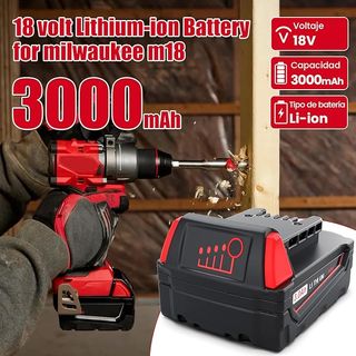 HTongD Batería Milwaukee 18V 3Ah Li-Ion M18B XC