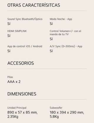 Barra de sonido LG SN5R con altavoces