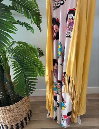 Chaleco largo amarillo boho con alas