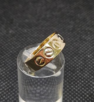 Anillo de Oro 14K, Diseño Cartier, 2,52gr, T-14