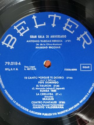 Gran Gala 20 Aniversario Belter LP DOBLE