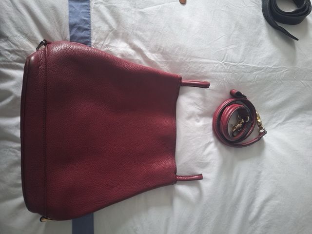 Bolso bandolera piel granate