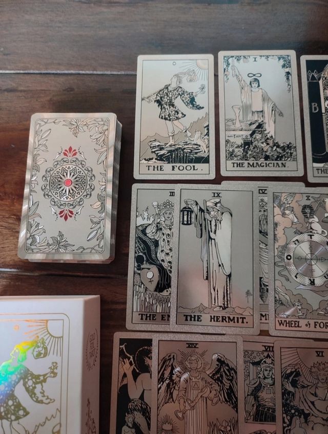 Baraja de Tarot Metálica Rosado: Rider Waite NUEVO
