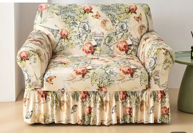 Copri-poltrona righe beige-verde