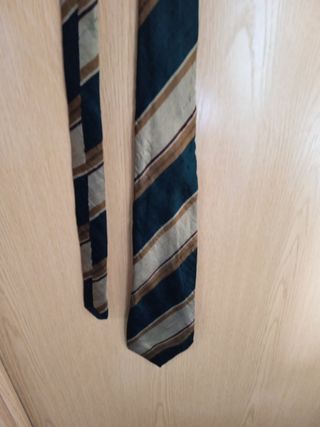 Corbata EL CORTE INGLÉS rayas beige-verde