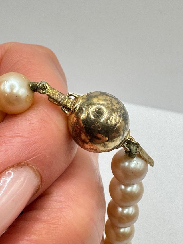 Collana perle beige oro