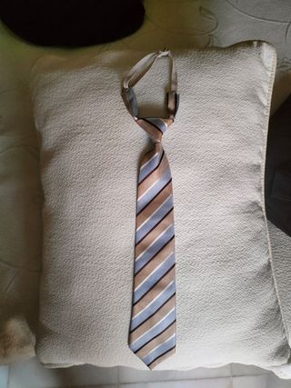 Corbata niño rayas beige-azul