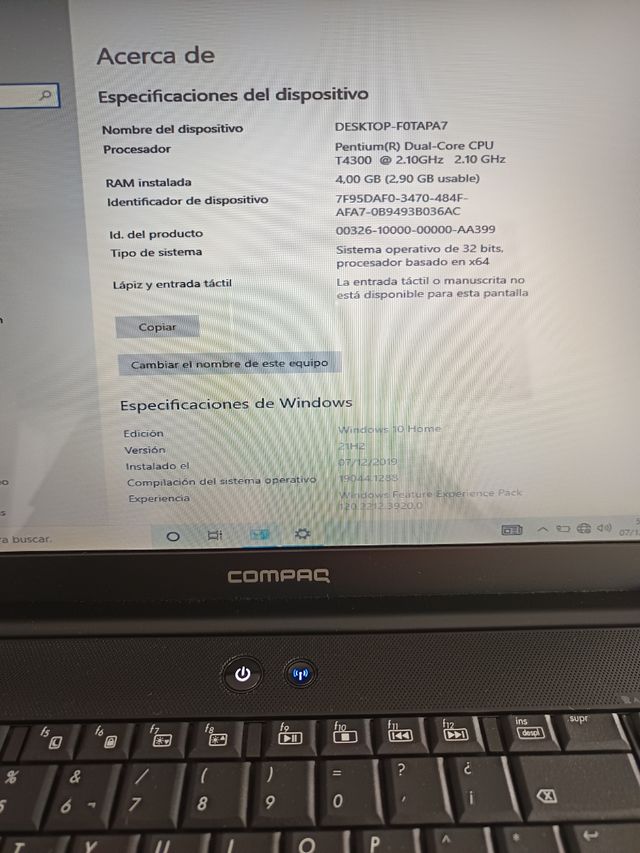 Portátil HP Compaq negro