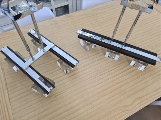 Juego de lamparas de techo en cristal y madera