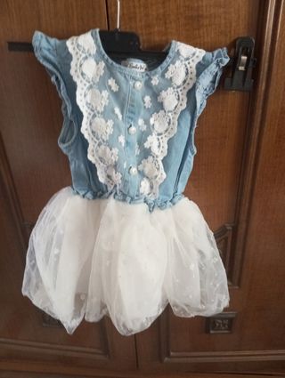 Vestittino Jeans e tulle bambina