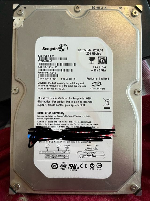 Disco Duro Seagate Barracuda 250GB