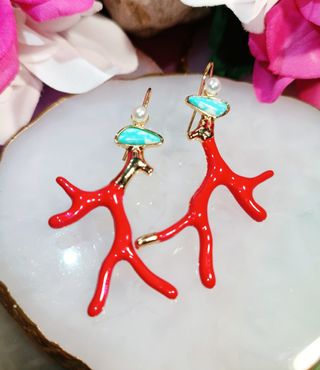 Pendientes corales de resina
