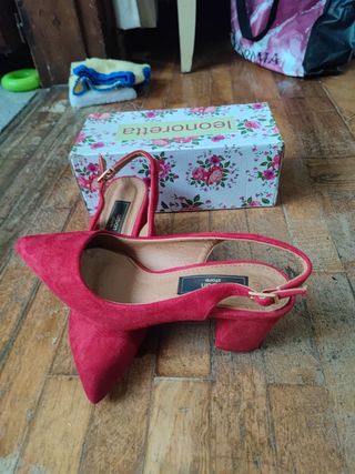 Zapato rojo terciopelo-verano