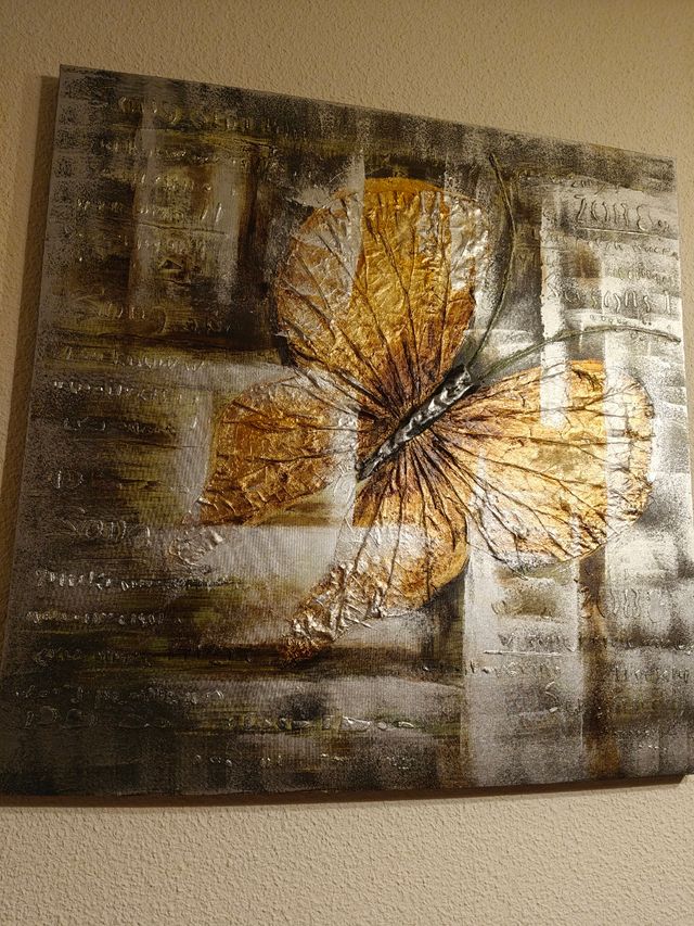 Cuadro Mariposa Dorado-Plata