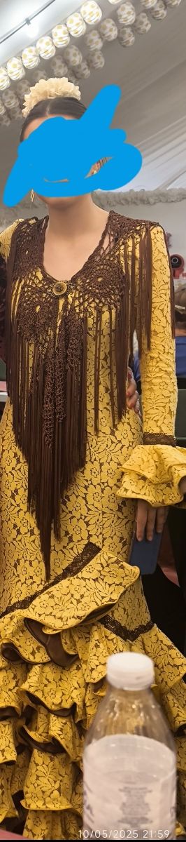 Traje Flamenca Encaje Amarillo