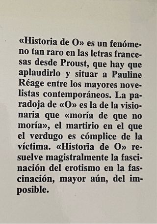 Pauline Reague. Historia de O. Literatura erótica.