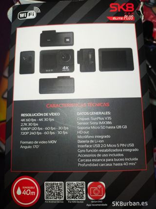 Cámara Deportiva SK8 Elite Plus 4K
