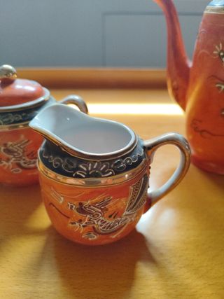 Juego café chino porcelana, pintado a mano