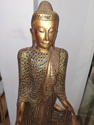Figura Buda madera dorada