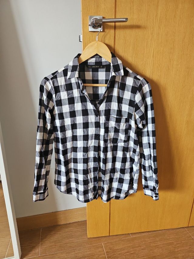 Camicia a quadretti bianca e nera Zara - Taglia S