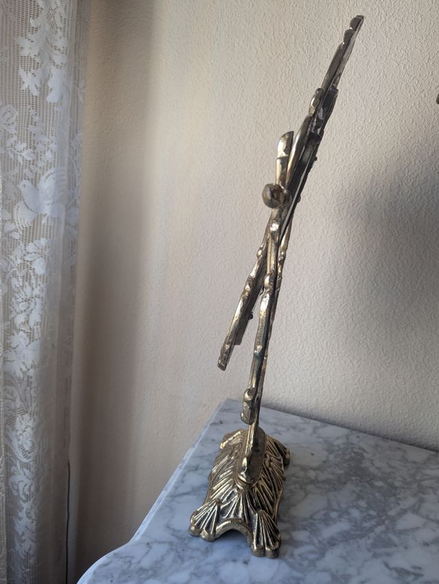 Espejo bronce de mesa, basculante. Vintage